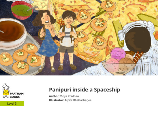 Panipuri inside a Spaceship — illustrated by Arpita Bhattacharjee