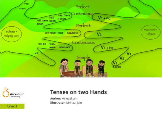 Tenses on two Hands — illustrated by Mrinaal jain