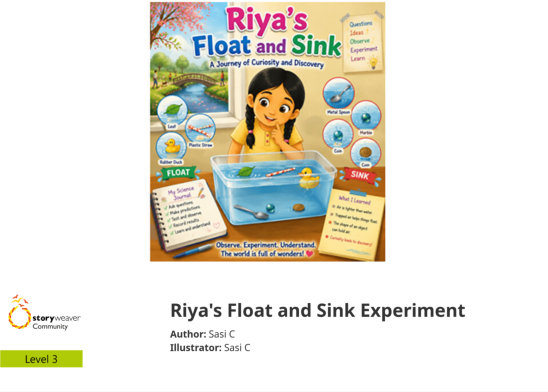Riya’s Float and Sink Experiment — illustrated by Sasi C