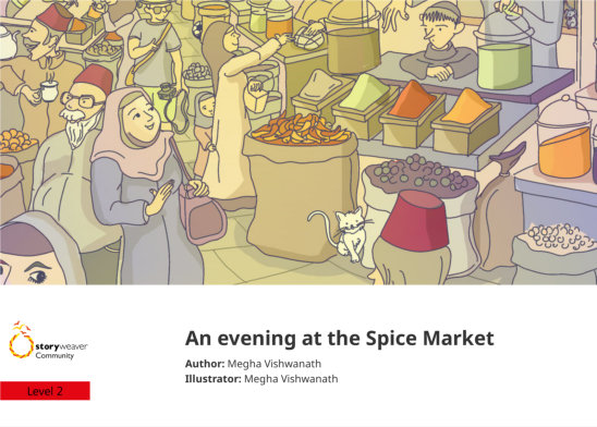An evening at the Spice Market — illustrated by Megha Vishwanath